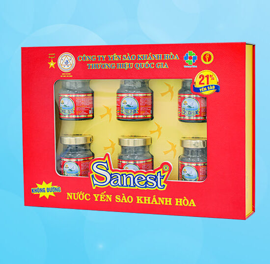 Nước Yến sào Khánh Hòa Sanest không đường hộp 6 lọ 70ml - 21% Yến