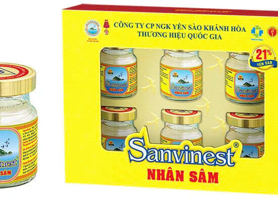 Nước yến sào Khánh Hòa Sanest Fucoidan nhân sâm hộp 6 lọ 70ml - 21% Yến